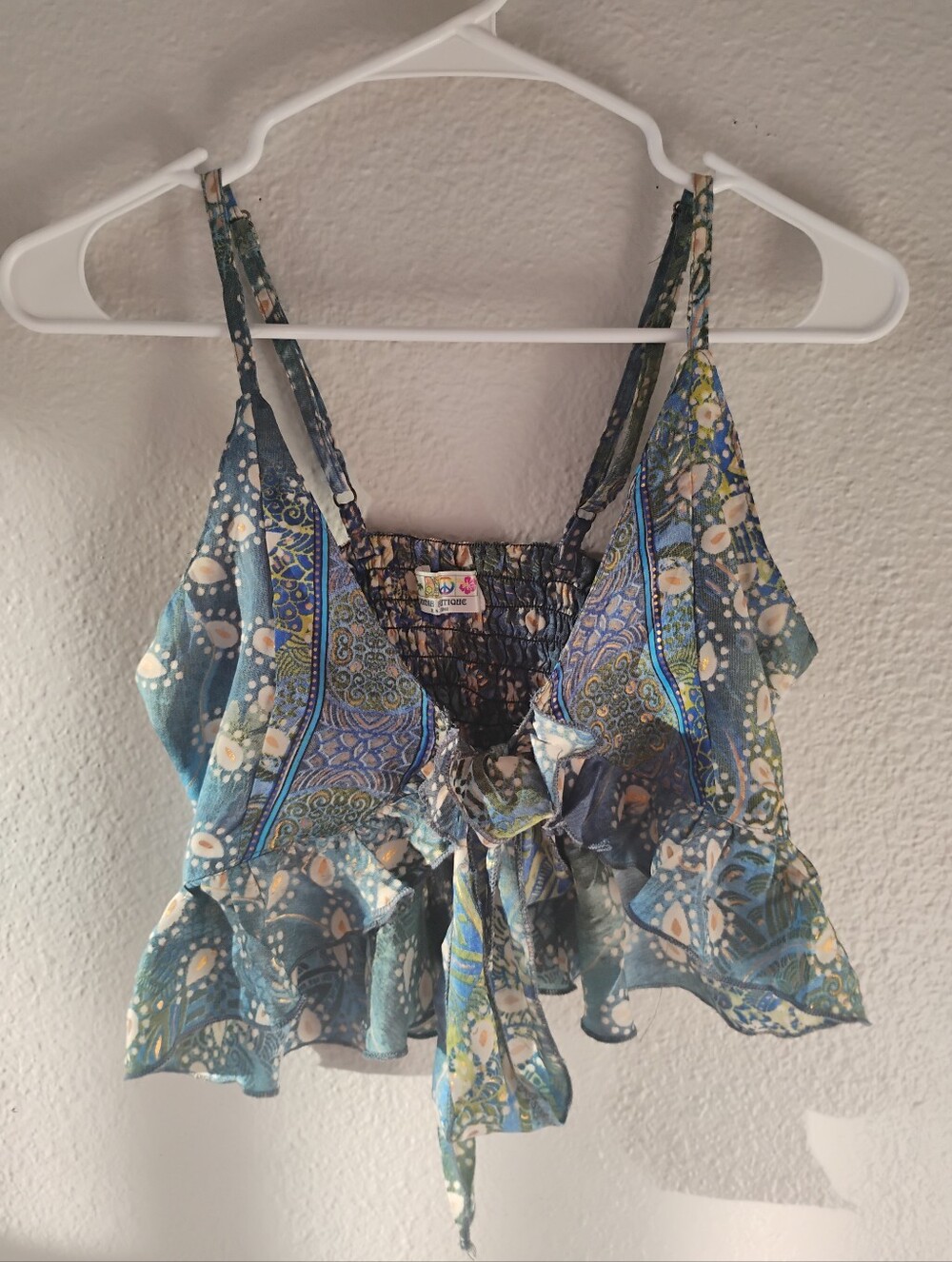 India Boutique Pastel Blue Floral Tie-Front Camisole Size Small